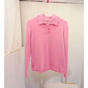 Talbots pink, collared,  long sleeve sweater, size medium